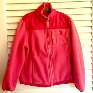 EUC US Polo Assn. / Ralph Lauren Girls Pink Fleece Jacket - size 6X